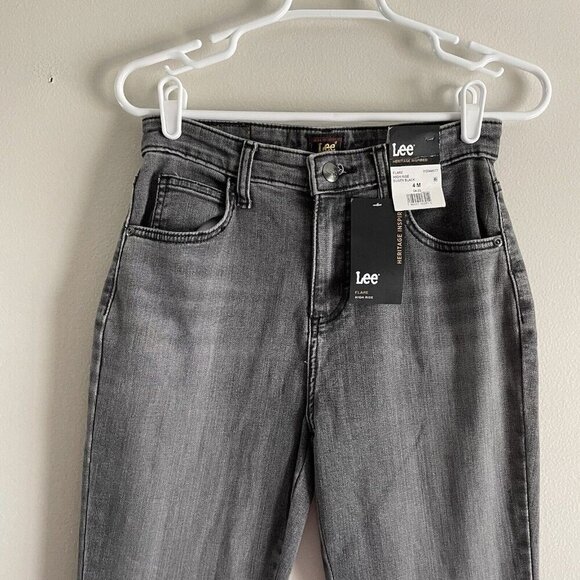 Lee Heritage Inspired Womn 4M Dusty Black Denim Raw Hem High Rise Flare Jean NWT - Picture 6 of 14